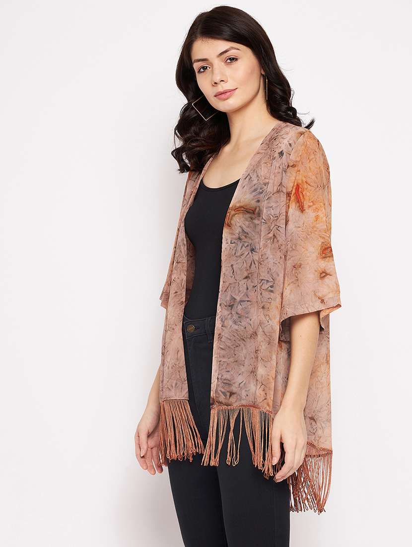 Three Querter Sleeve Tie & Dye Regular Shrug - 18359177 -  Standard Image - 1