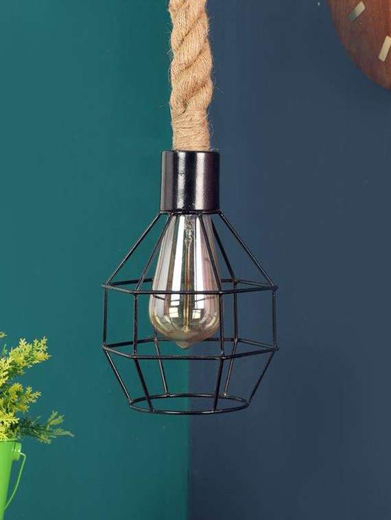 modernised black iron hanging lights - bulb not included