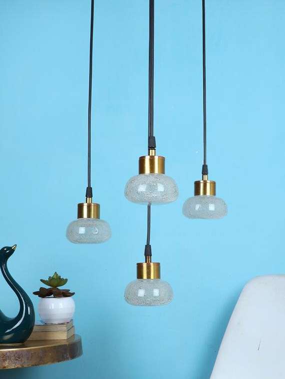 intense black & gold iron hanging light - inbuit led