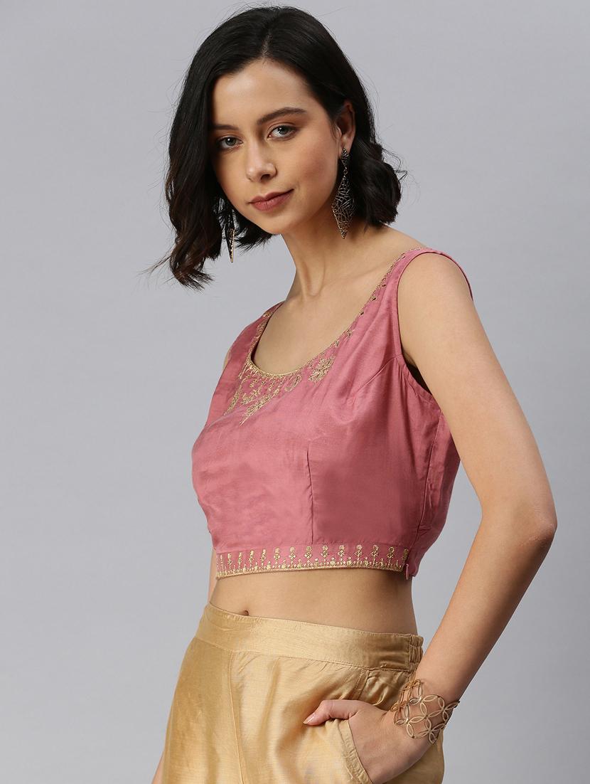 pink viscose embroidered blouse - 18360162 - Standard Image - 1