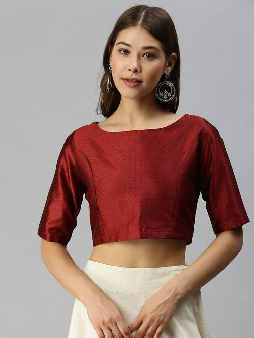 maroon solid blouse - 18360163 - Standard Image - 0