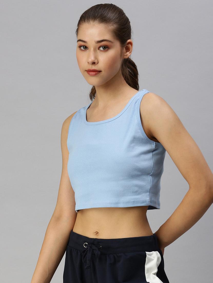 women's crop round neck top - 18360166 - Standard Image - 1