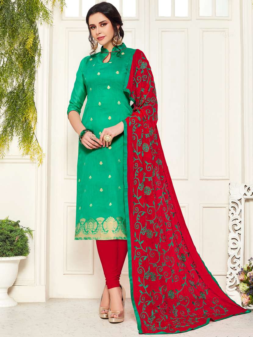 self design semi-stitched suit set