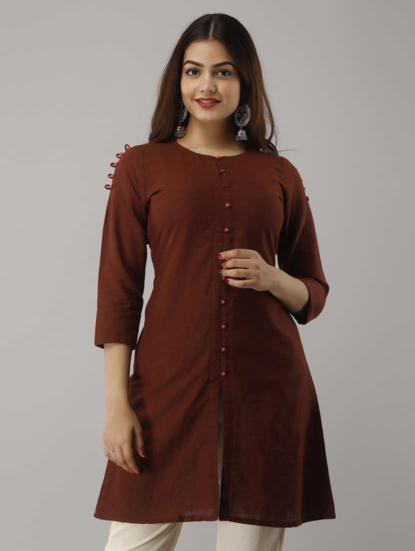 round neck solid a-line tunic