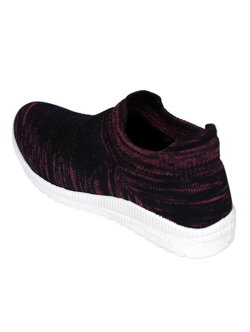 black polyester slip on sports shoes - 18360586 -  Standard Image - 1
