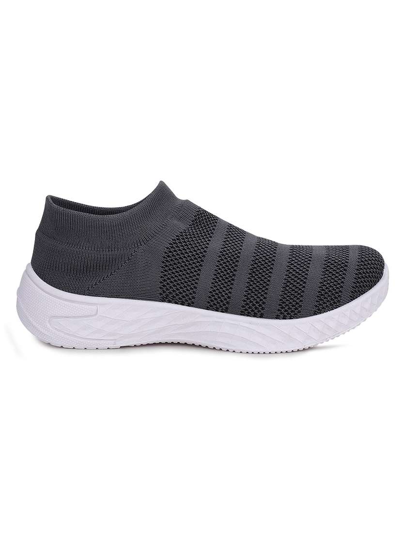 grey polyester slip on sports shoes - 18360606 -  Standard Image - 1