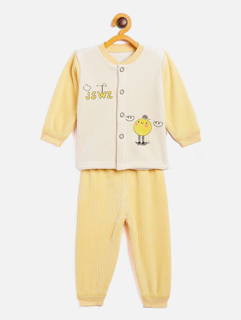 yellow printed twin sets onesies and romper