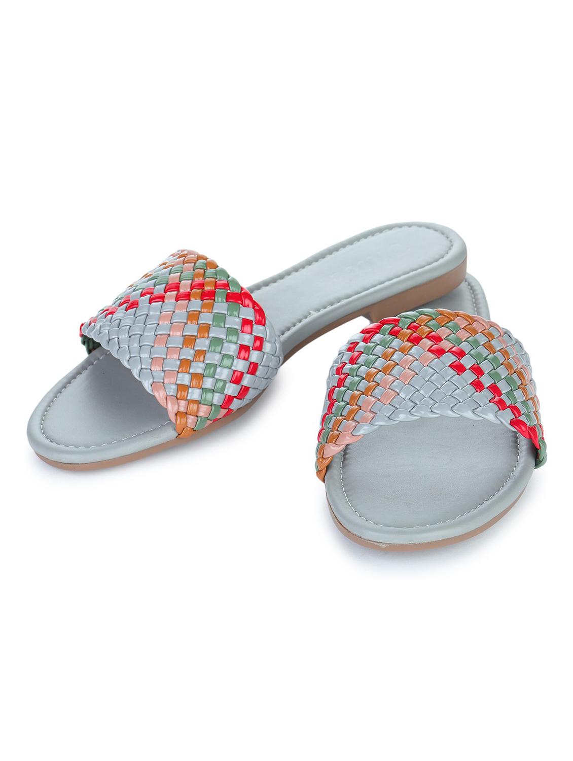 grey synthetic slip on sandals - 18362277 - Standard Image - 1