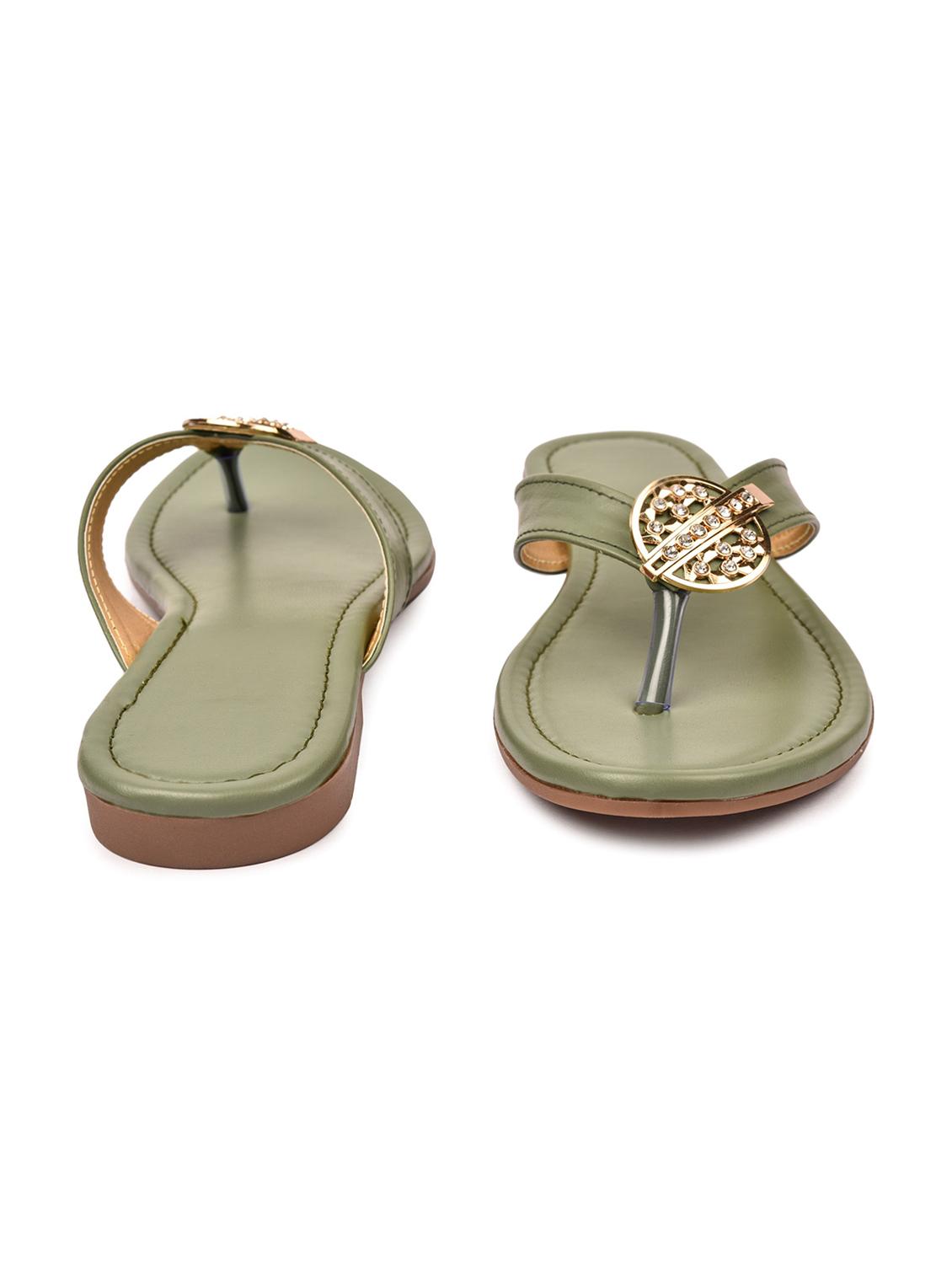 green synthetic slip on sandals - 18362308 - Standard Image - 1
