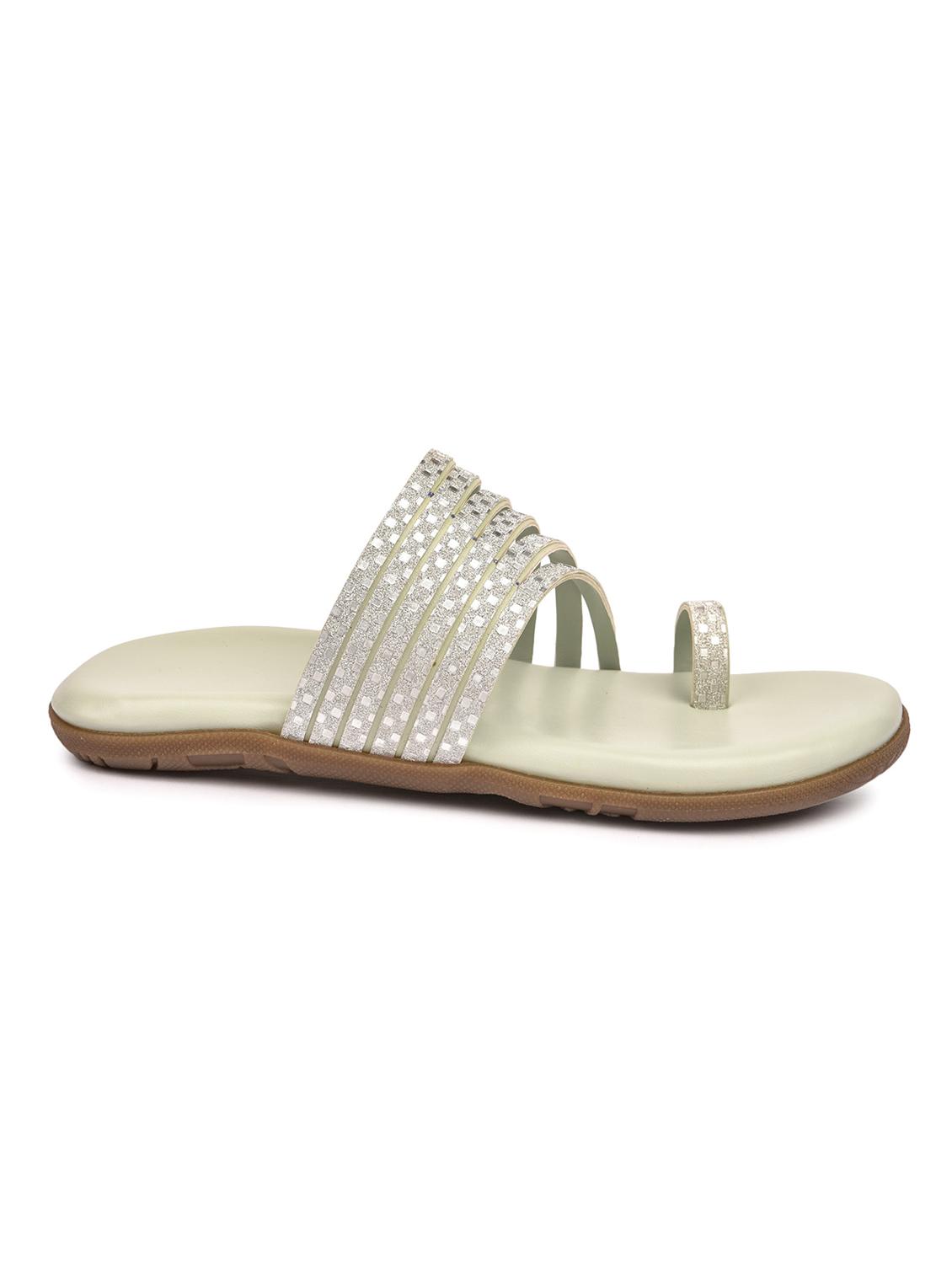 silver synthetic slip on sandals - 18362314 - Standard Image - 1