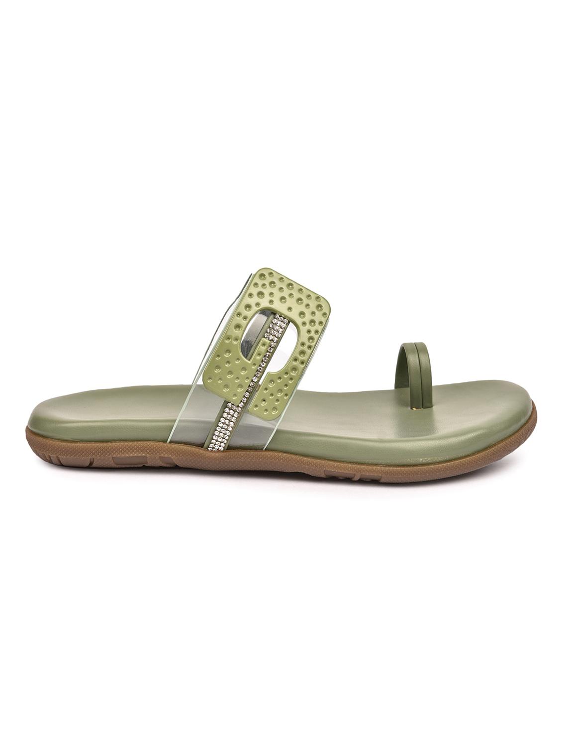 green synthetic slip on sandals - 18362315 - Standard Image - 1