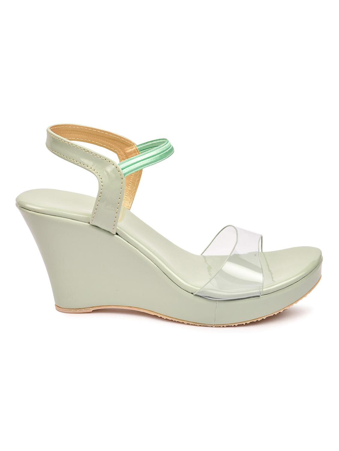 green synthetic slip on sandals - 18362404 -  Standard Image - 1