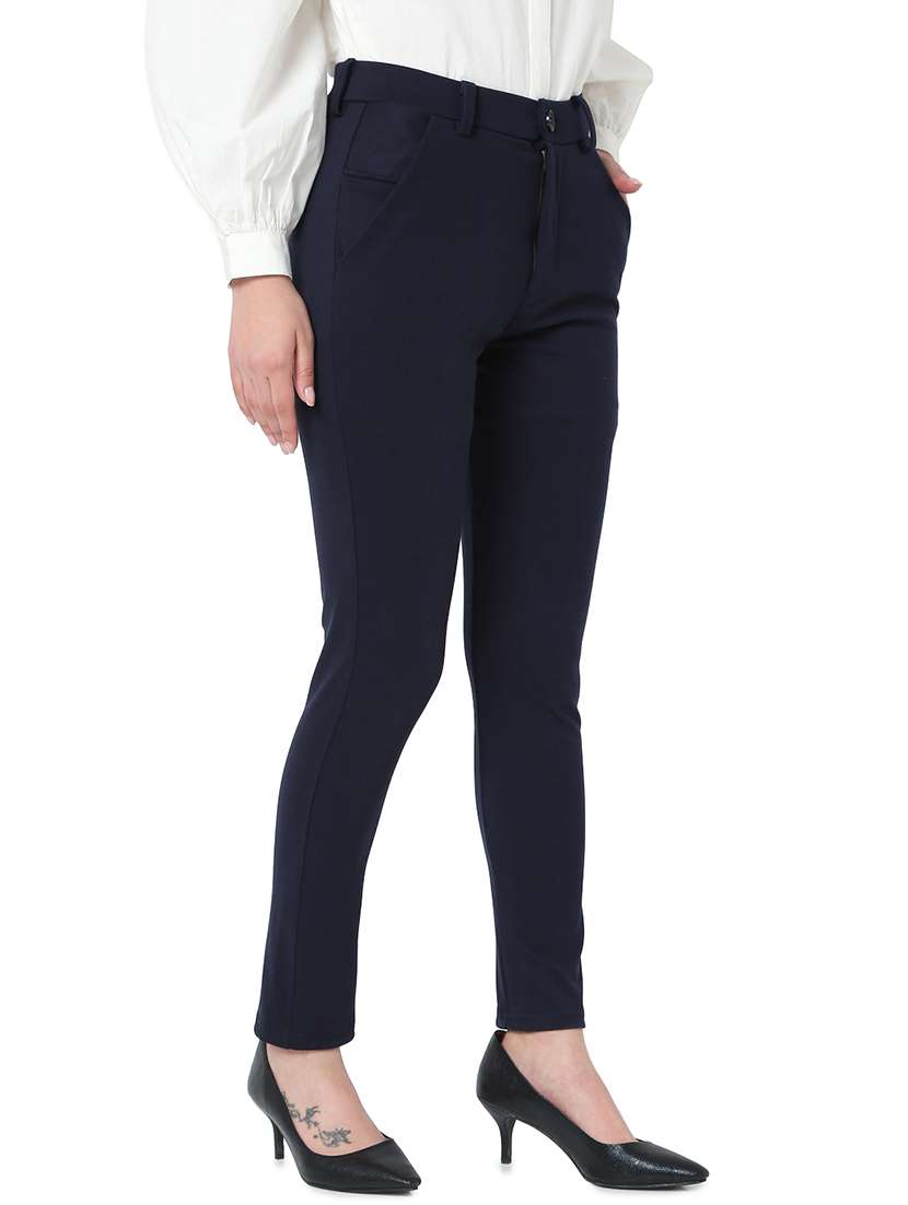 high rise solid flat front trouser - 18362801 - Standard Image - 1