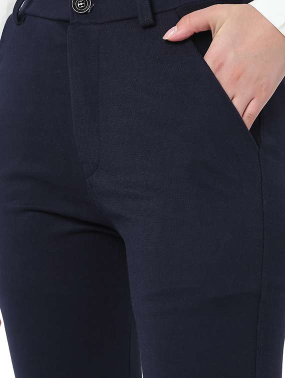 high rise solid flat front trouser - 18362801 - Standard Image - 4