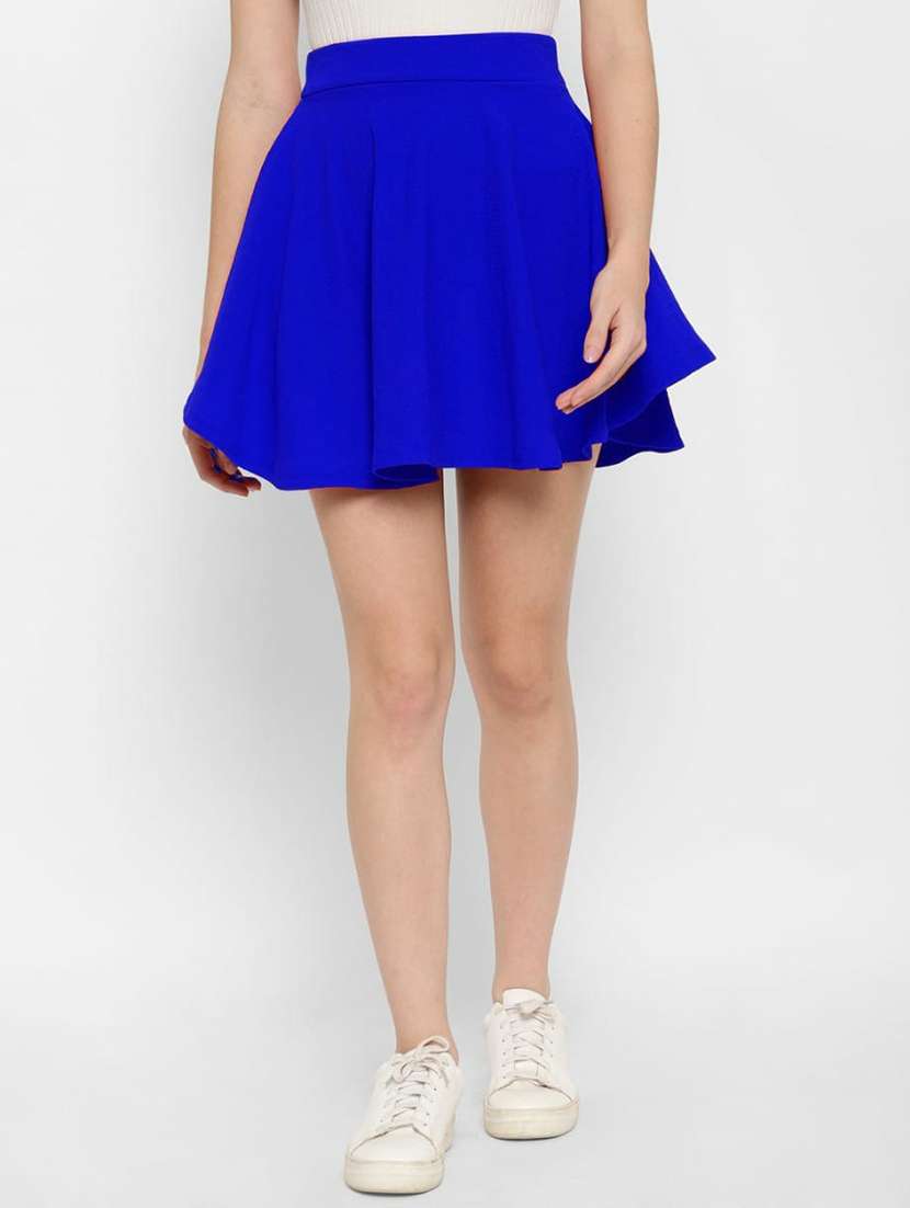 mid rise solid skater skirt