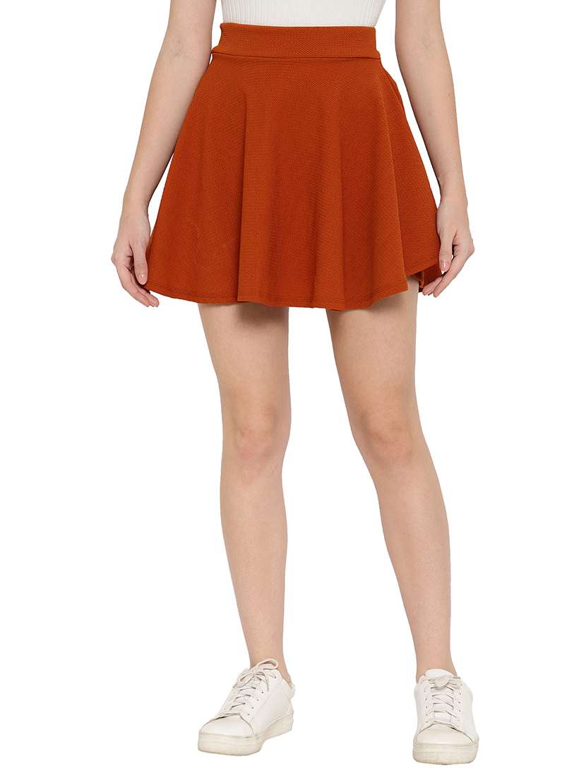 mid rise solid skater skirt