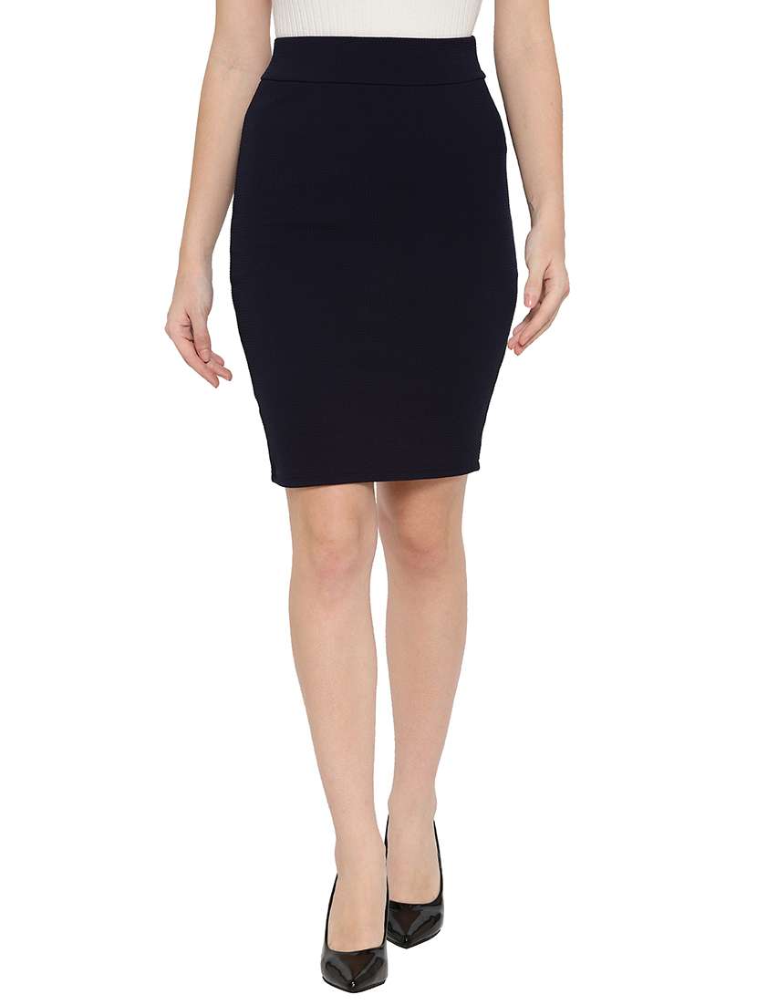 mid rise solid pencil skirts 