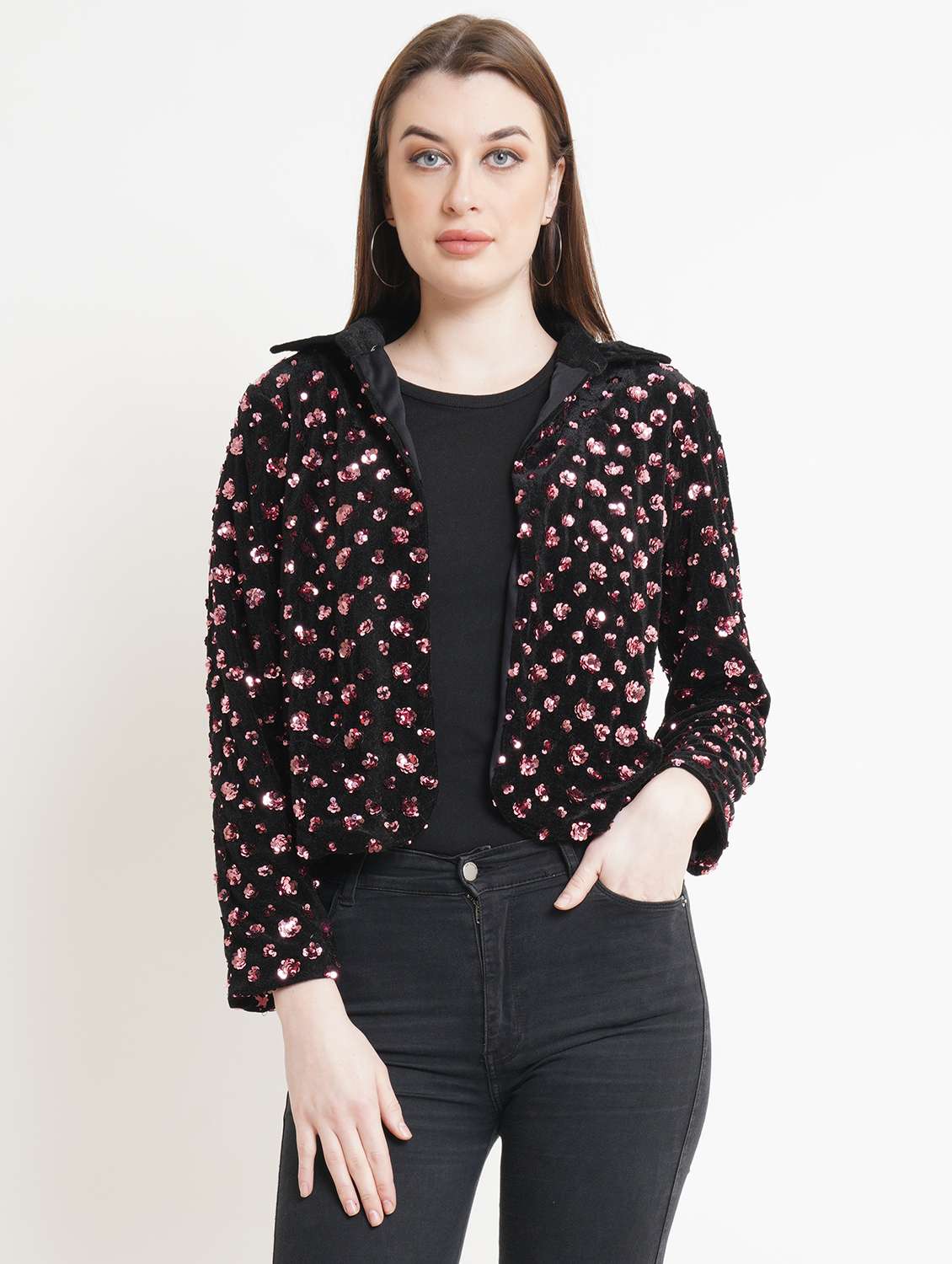 long sleeved sequence shrug