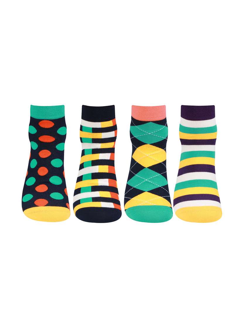 pack of 4 printed ankle length socks