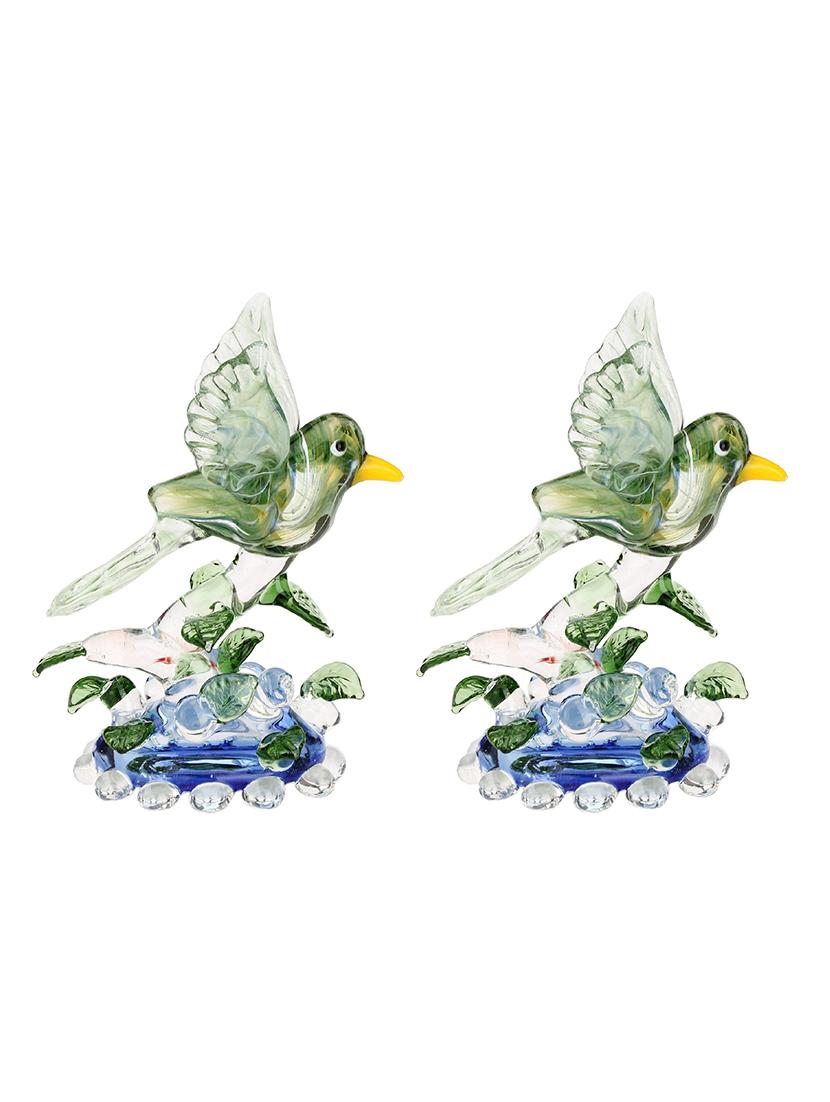 somil beautiful crystal glass bird ready to fly on a tree figurine (set of 2)-jr1 - 18364386 -  Standard Image - 1