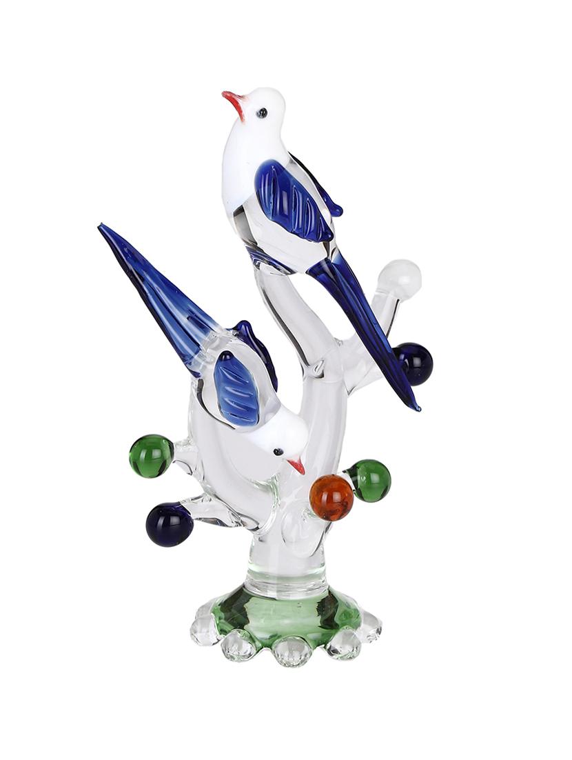 somil crystal shining clear glass natural loving birds pair relaxing on a well-favoured tree (set of 2) - 18364394 - Standard Image - 1