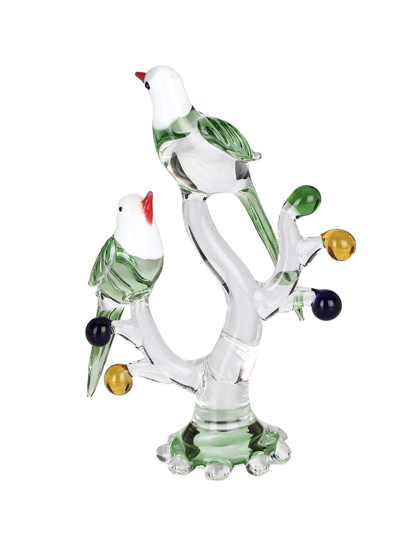 somil crystal shining clear glass natural loving birds pair relaxing on a well-favoured tree (set of 2) - 18364396 - Standard Image - 1