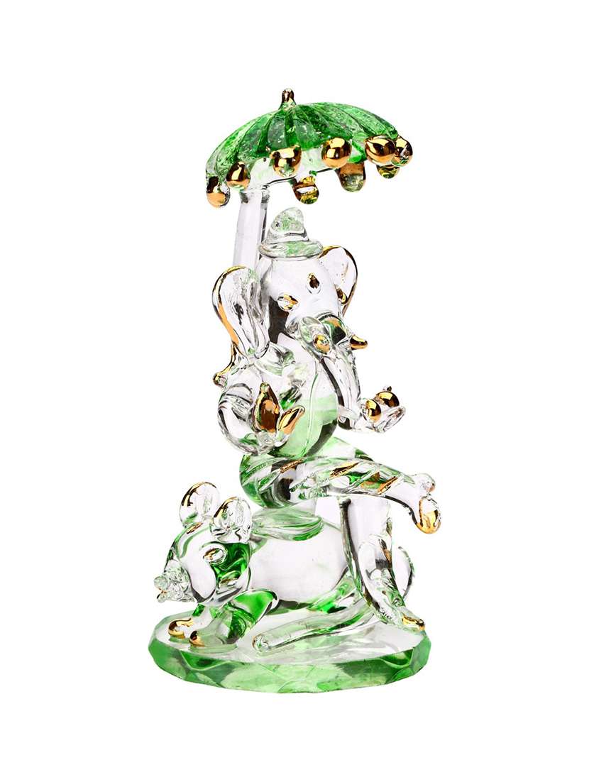 somil crystal holy ganesha with mushak & kshatra - 18364676 -  Standard Image - 1