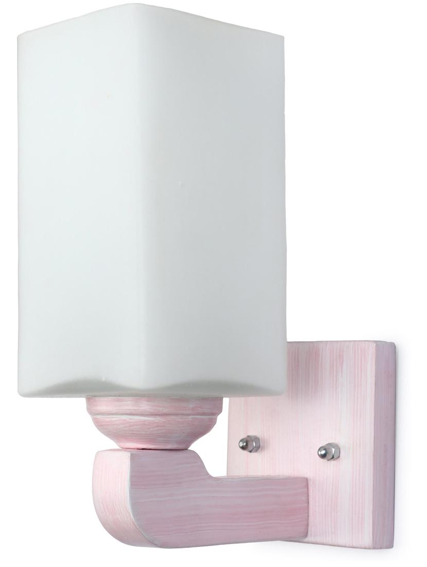 somil led sconce glass wall lamp/light with sweet pink wood fitting, 7 watt -df135 - 18364966 - Standard Image - 1