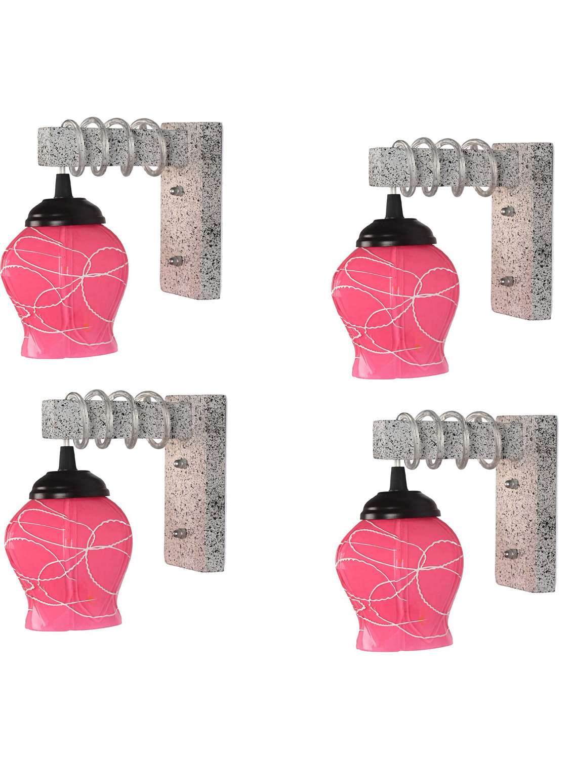 somil designer black white wood pendant wall light / night lamp of colorful glass shade (set of four)-wa68 - 18364992 -  Standard Image - 4