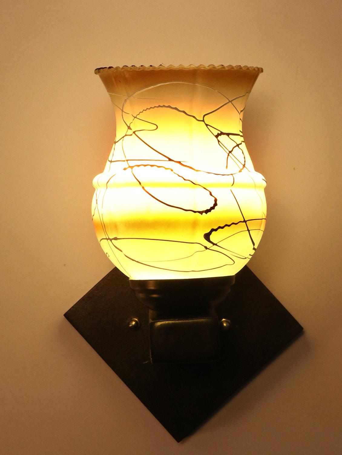 somil flat style designer led sconce wall lamp/ light, 7 watt, yellow, glass, wood, (set of four)-mot110 - 18365034 - Standard Image - 4