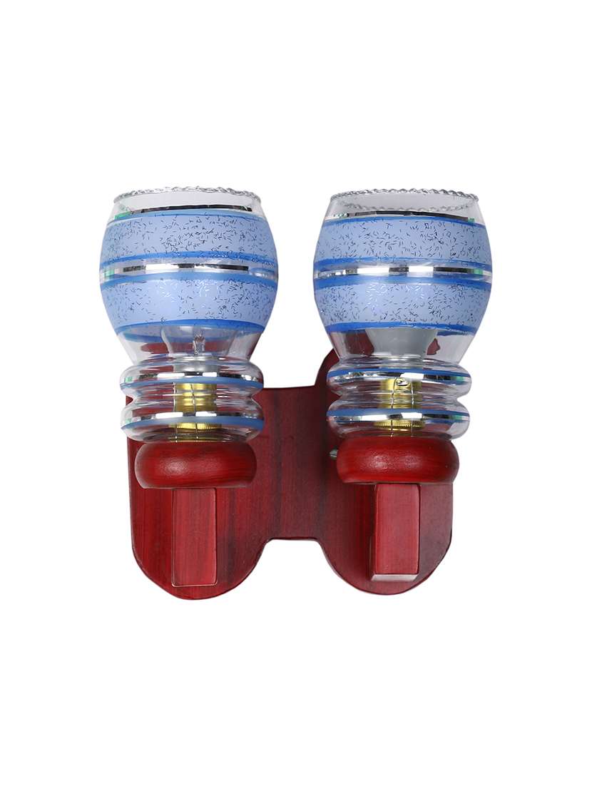 new stylish twins hand decorative colorful glass wall lamp light with royal wooden fitting dn-2wa55 - 18365151 -  Standard Image - 1