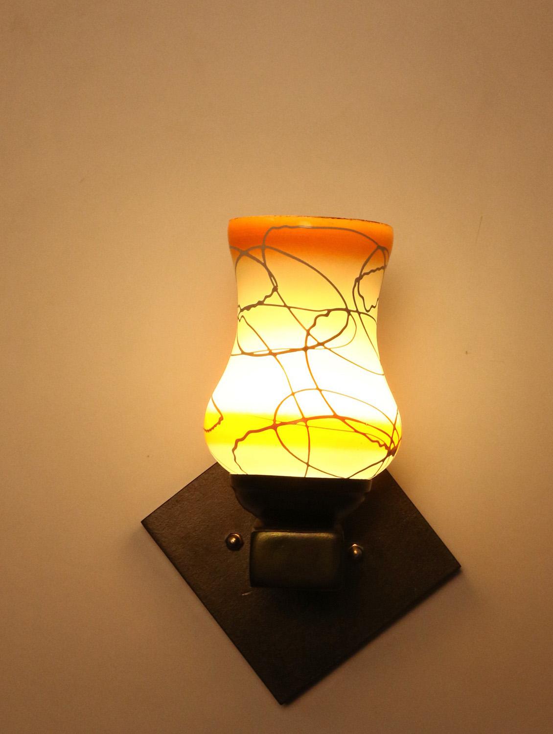 somil flat style designer led sconce wall lamp/ light, 7 watt, yellow, glass, wood, (set of four)-mot145 - 18365182 - Standard Image - 4