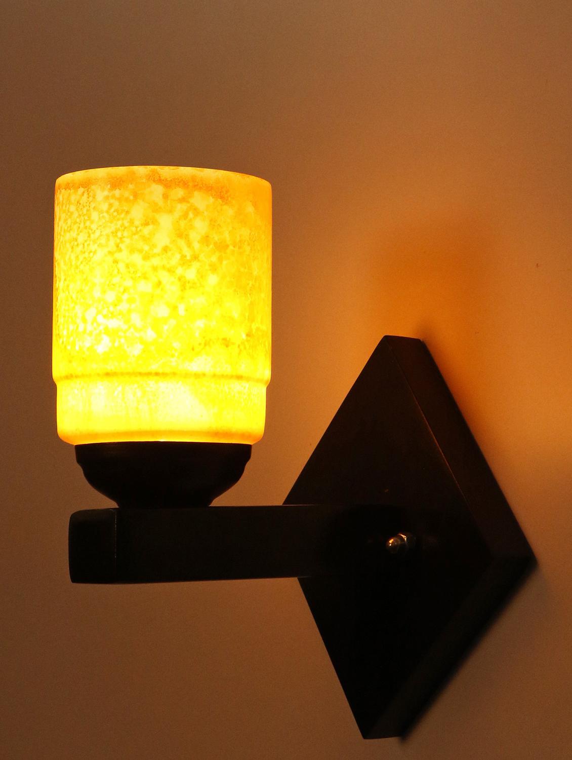 somil flat style designer led sconce wall lamp/ light, 7 watt, yellow, glass, wood, (set of two)-mot68 - 18365225 -  Standard Image - 1