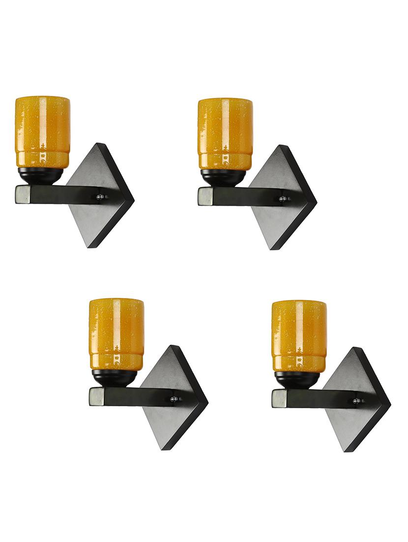 somil flat style designer led sconce wall lamp/ light, 7 watt, yellow, glass, wood, (set of four)-mot147 - 18365305 - Standard Image - 1