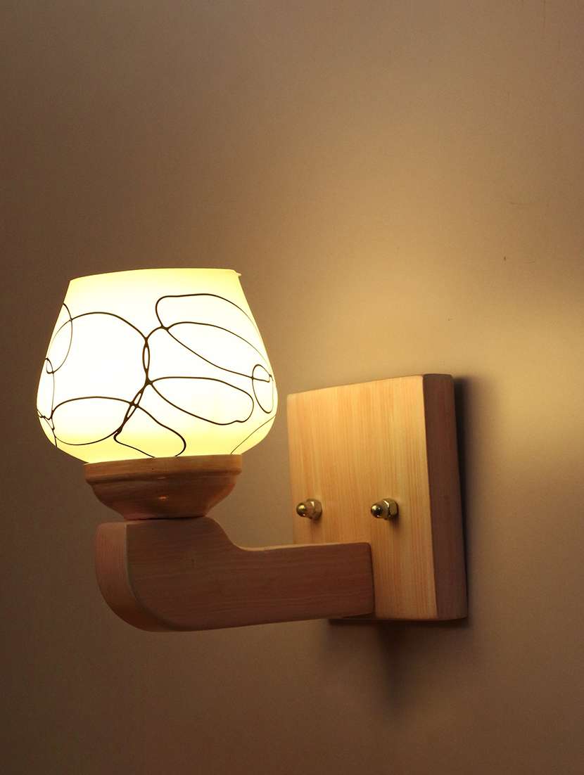 somil led sconce glass wall lamp with sweet pink wood fitting sx20