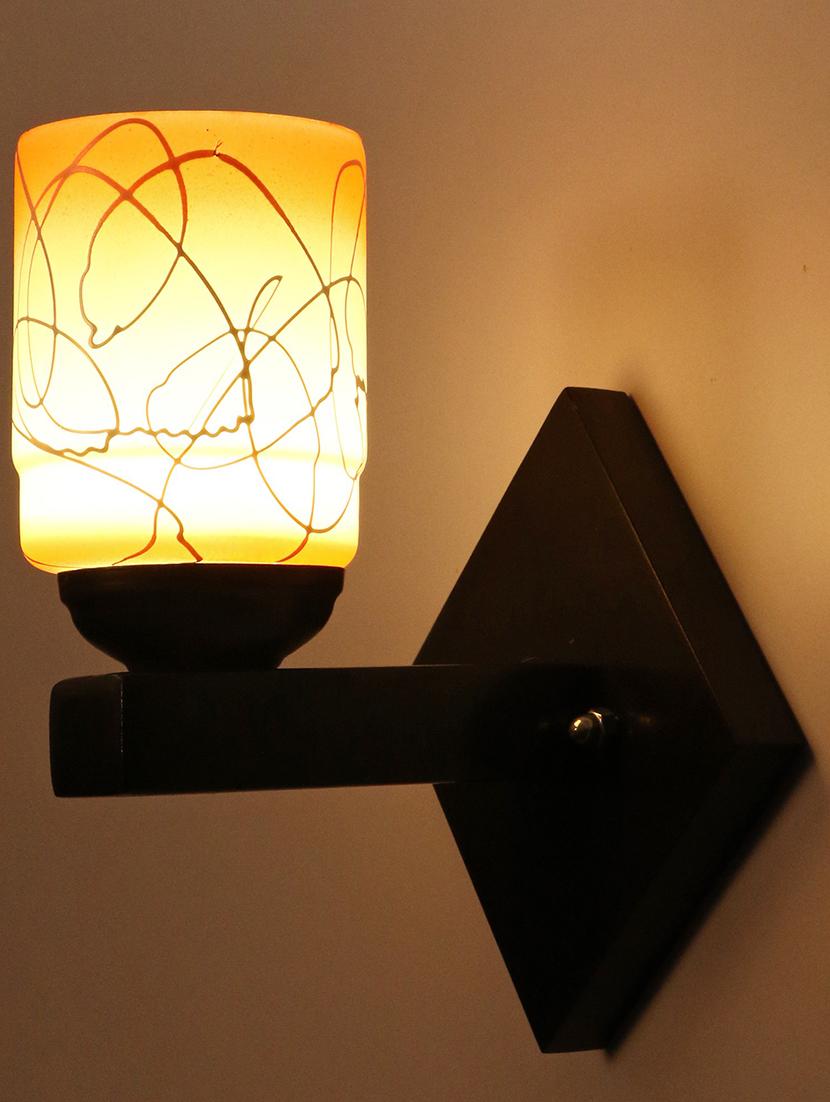 somil flat style designer led sconce wall lamp/ light, 7 watt, yellow, glass, wood, (set of two)-mot70 - 18365344 - Standard Image - 1