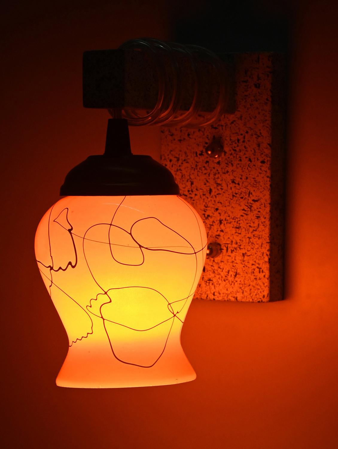 somil designer wood pendant wall light / night lamp of colorful glass shade (set of two)-w76 - 18365467 - Standard Image - 1