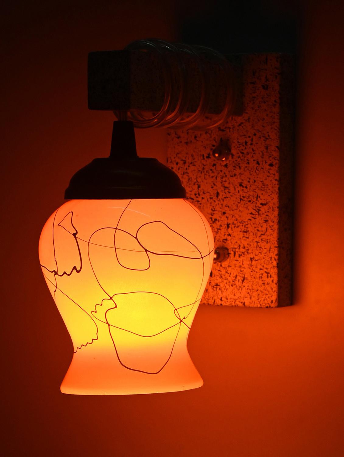 somil designer black white wood pendant wall light / night lamp of colorful glass shade (set of four)-wa76 - 18365486 - Standard Image - 1