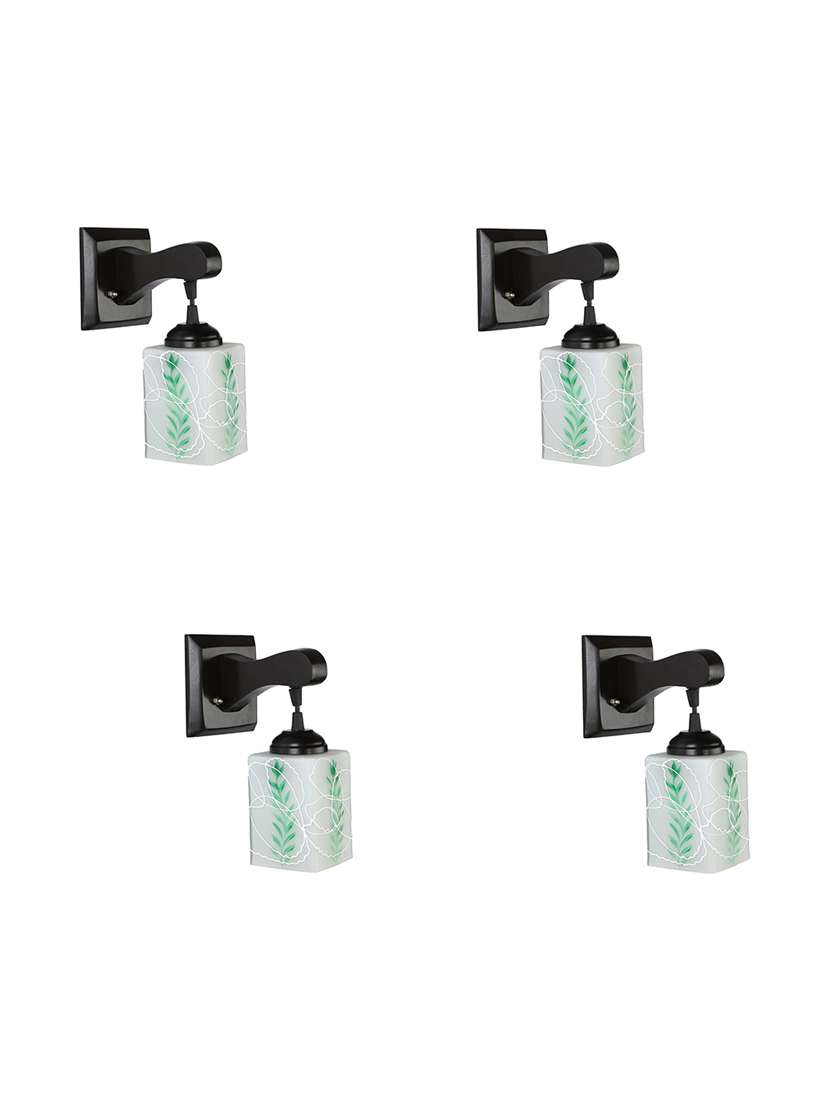 somil pendant decorative led wall lamp/ light, green, glass, wood, 7 watt (set of 4)-mn71