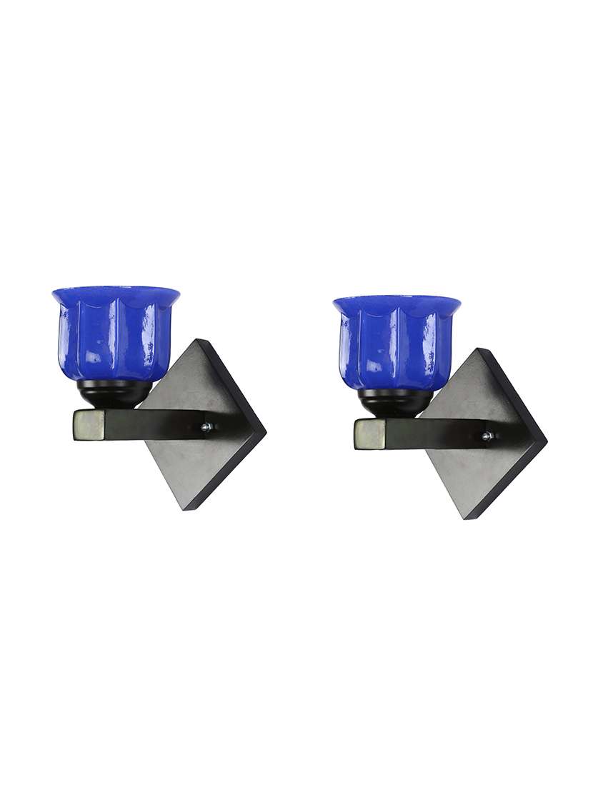 somil flat style designer led sconce wall lamp/ light, 7 watt, yellow, glass, wood, (set of four)-mot153 - 18365673 -  Standard Image - 4