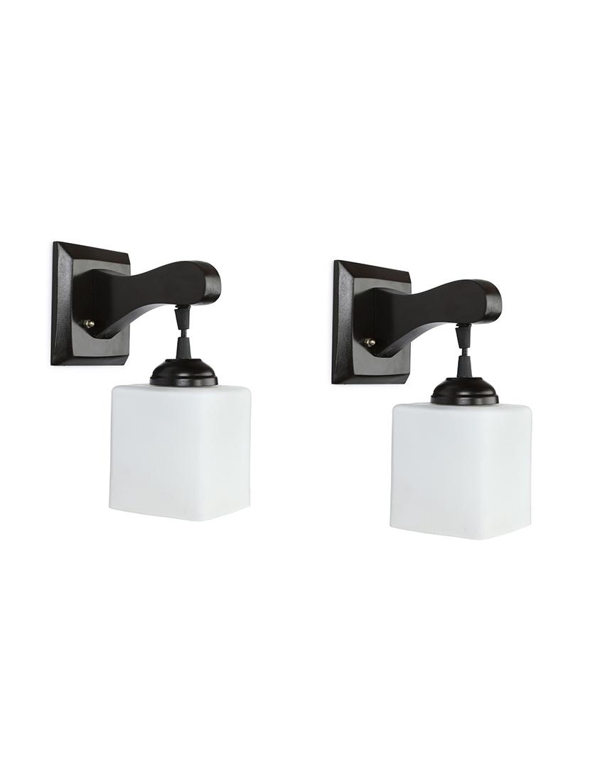 somil pendant decorative led wall lamp/ light, white, glass, wood, 7 watt (set of 4)-mn74 - 18365696 - Standard Image - 1