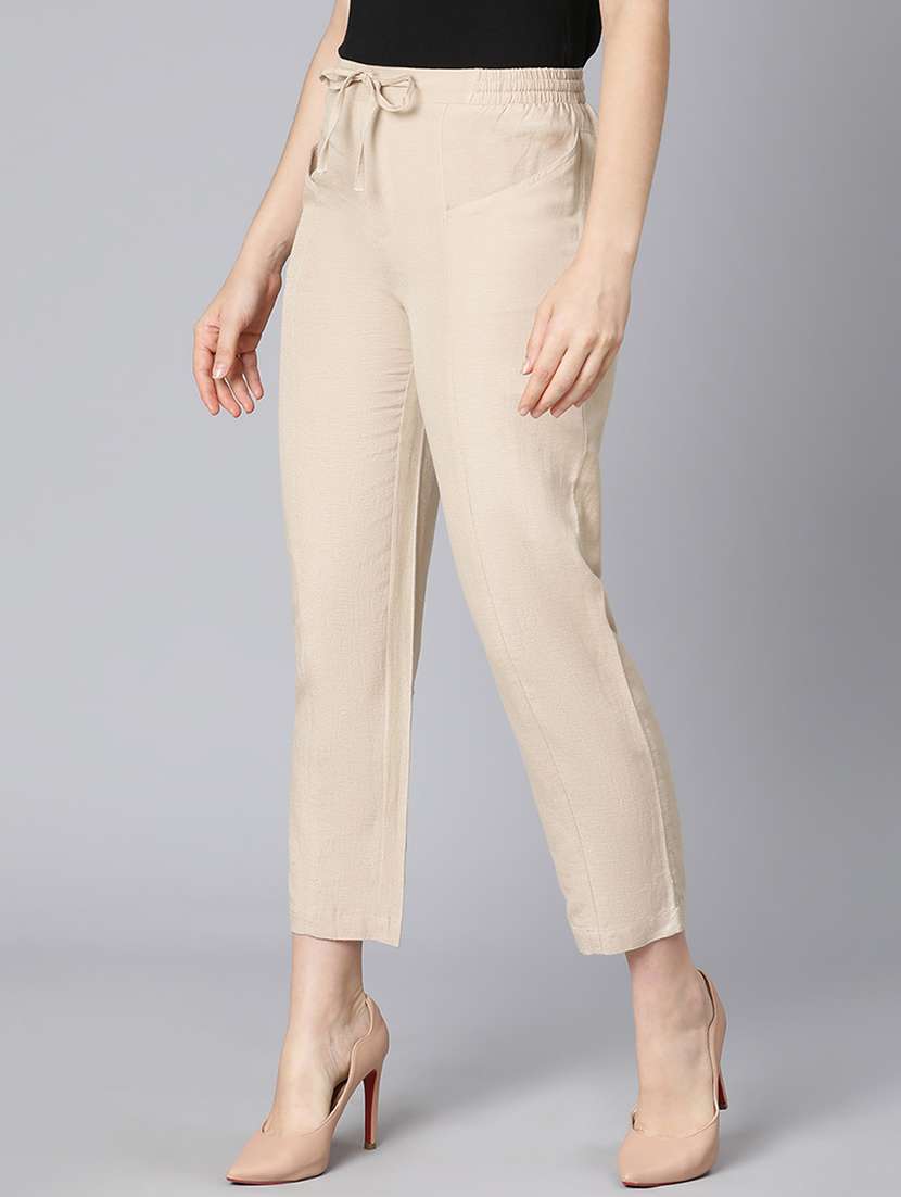 draw-string waist flat front trousers trouser - 18365719 -  Standard Image - 1