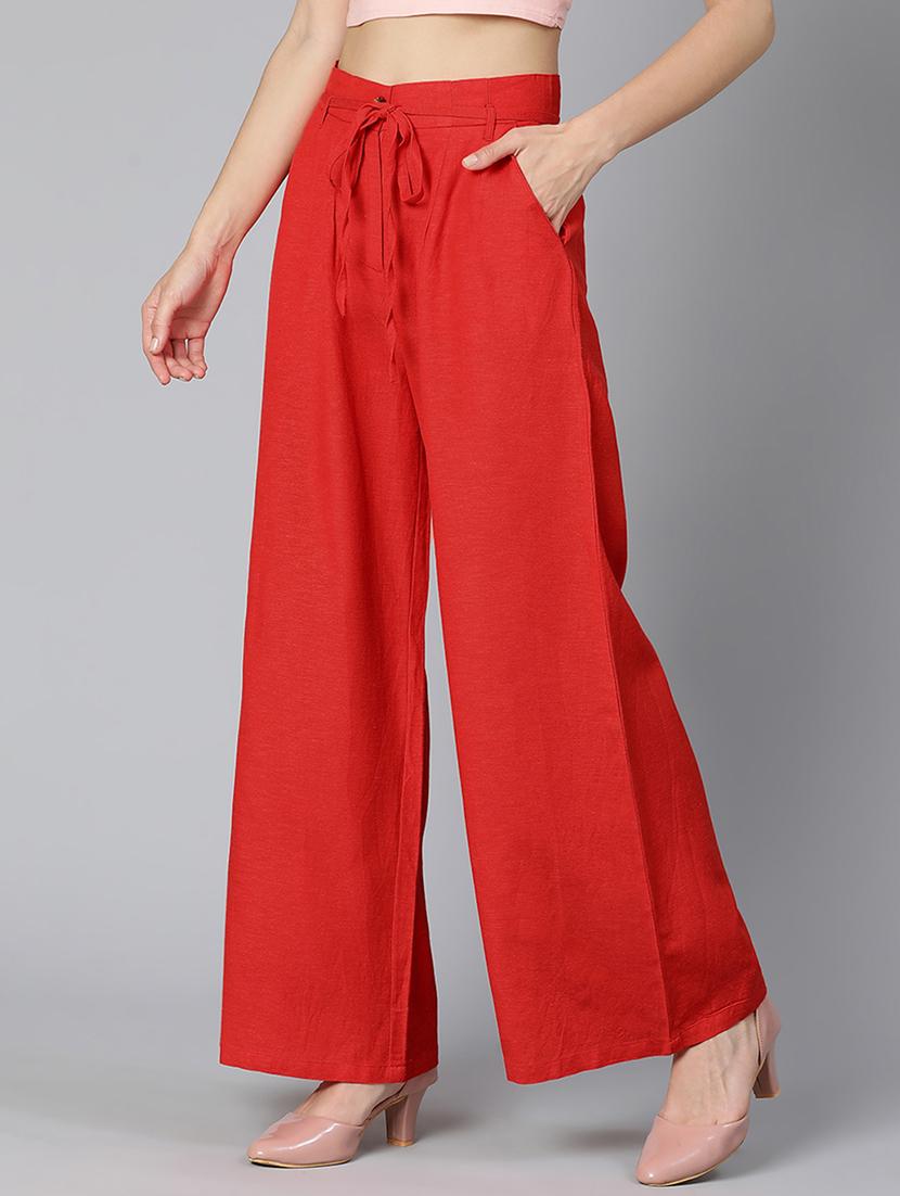 draw-string waist flared flat front trousers trouser - 18365728 - Standard Image - 1
