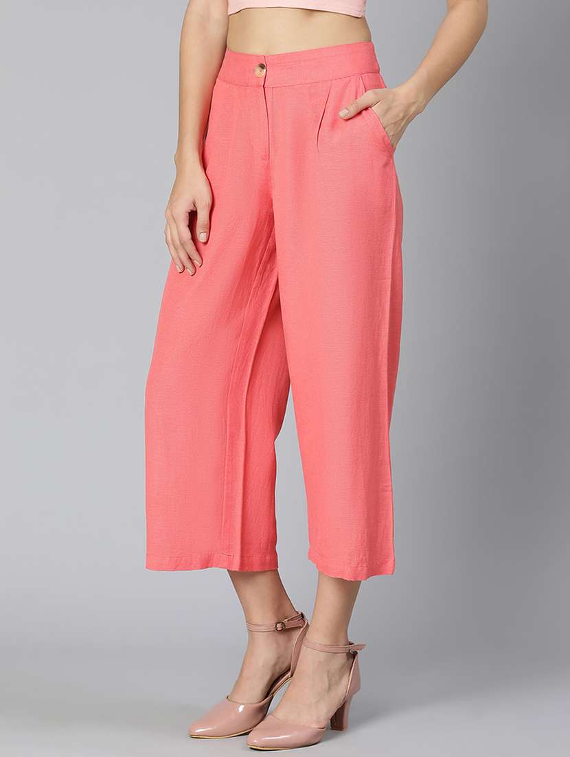 solid coral pink flat front trouser - 18365732 -  Standard Image - 1