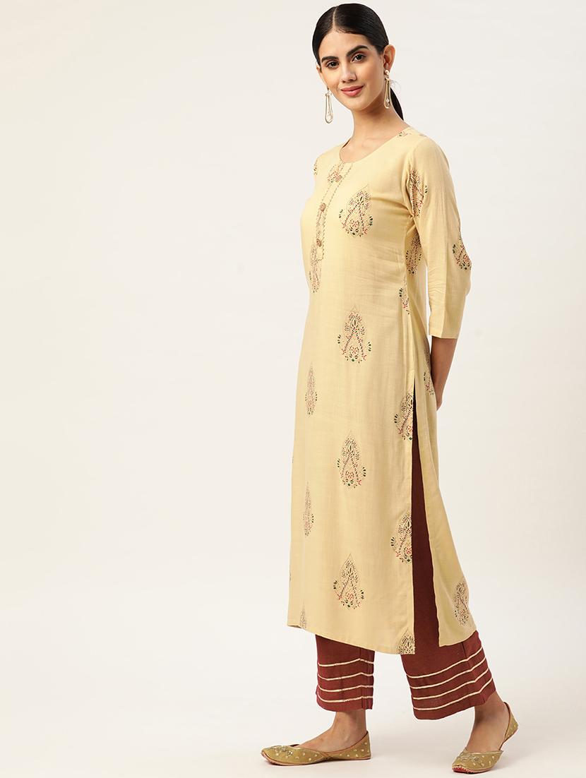 cream rayon kurta palazzo  set - 18366261 -  Standard Image - 1
