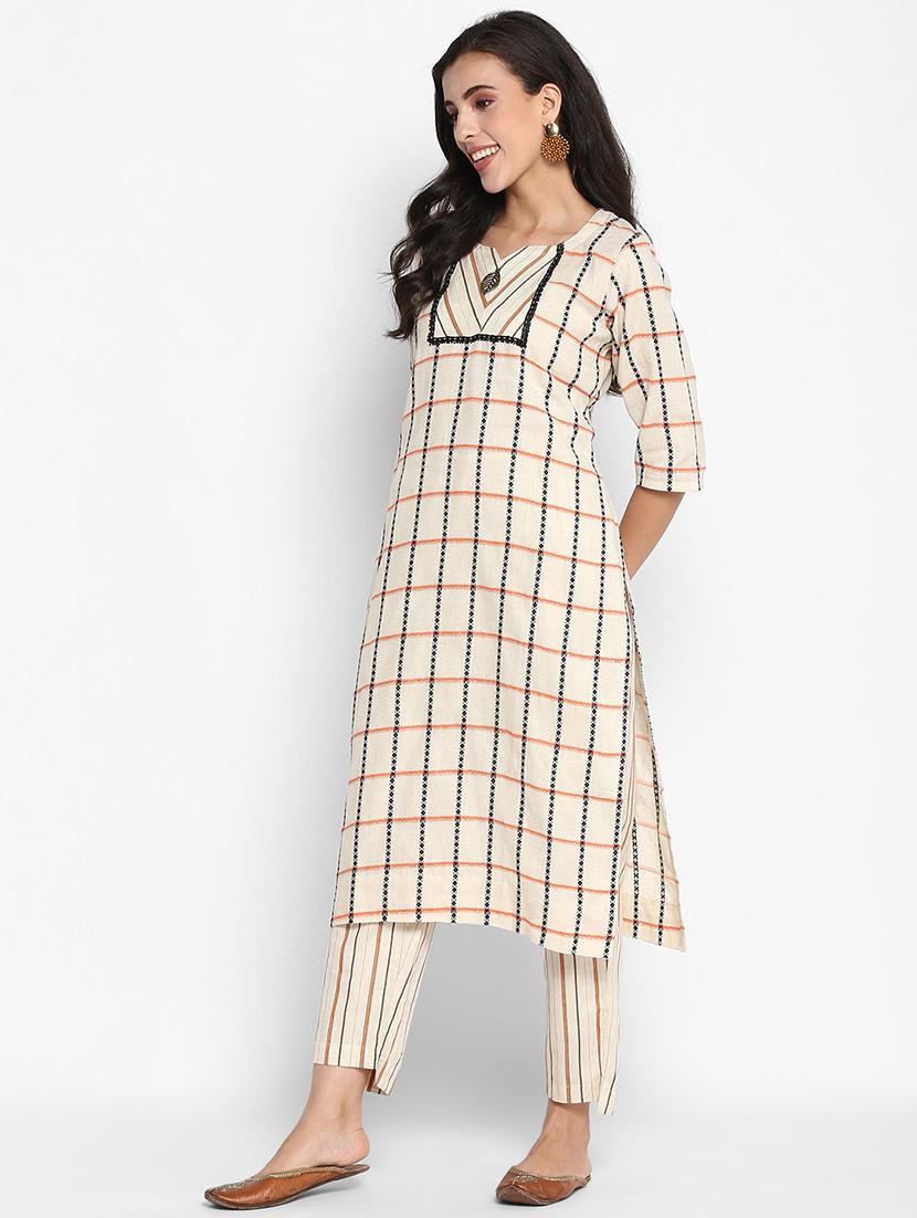 cream cotton kurta pant  set - 18366265 -  Standard Image - 1