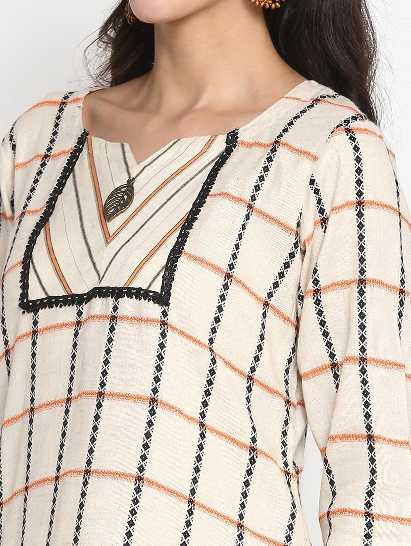 cream cotton kurta pant set - 18366265 - Standard Image - 6