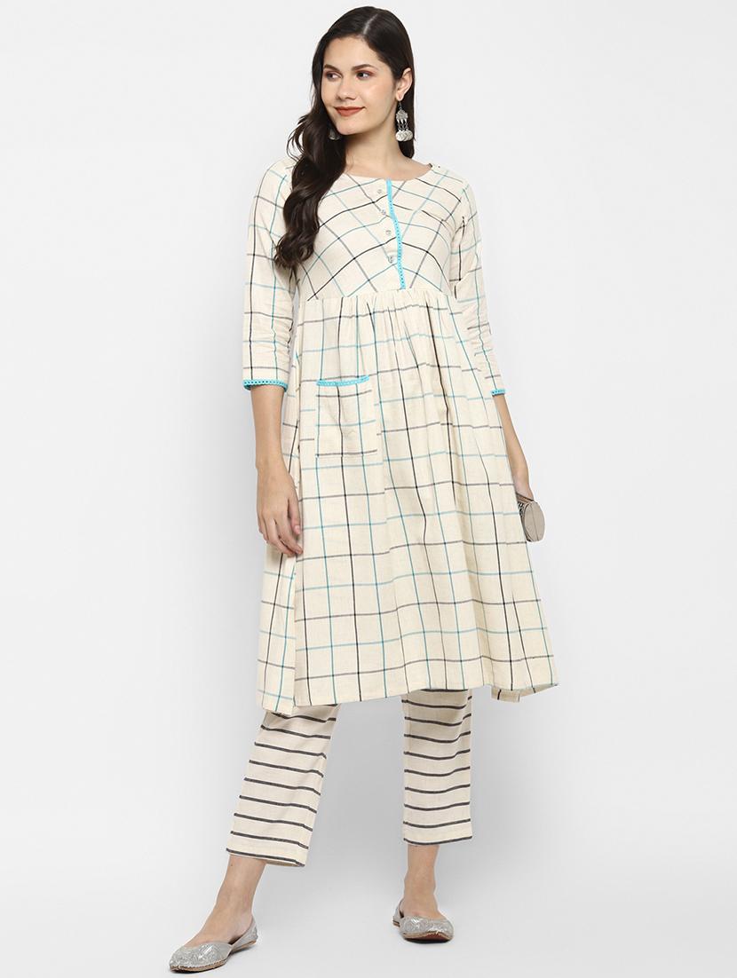 cream cotton kurta pant set - 18366267 - Standard Image - 4
