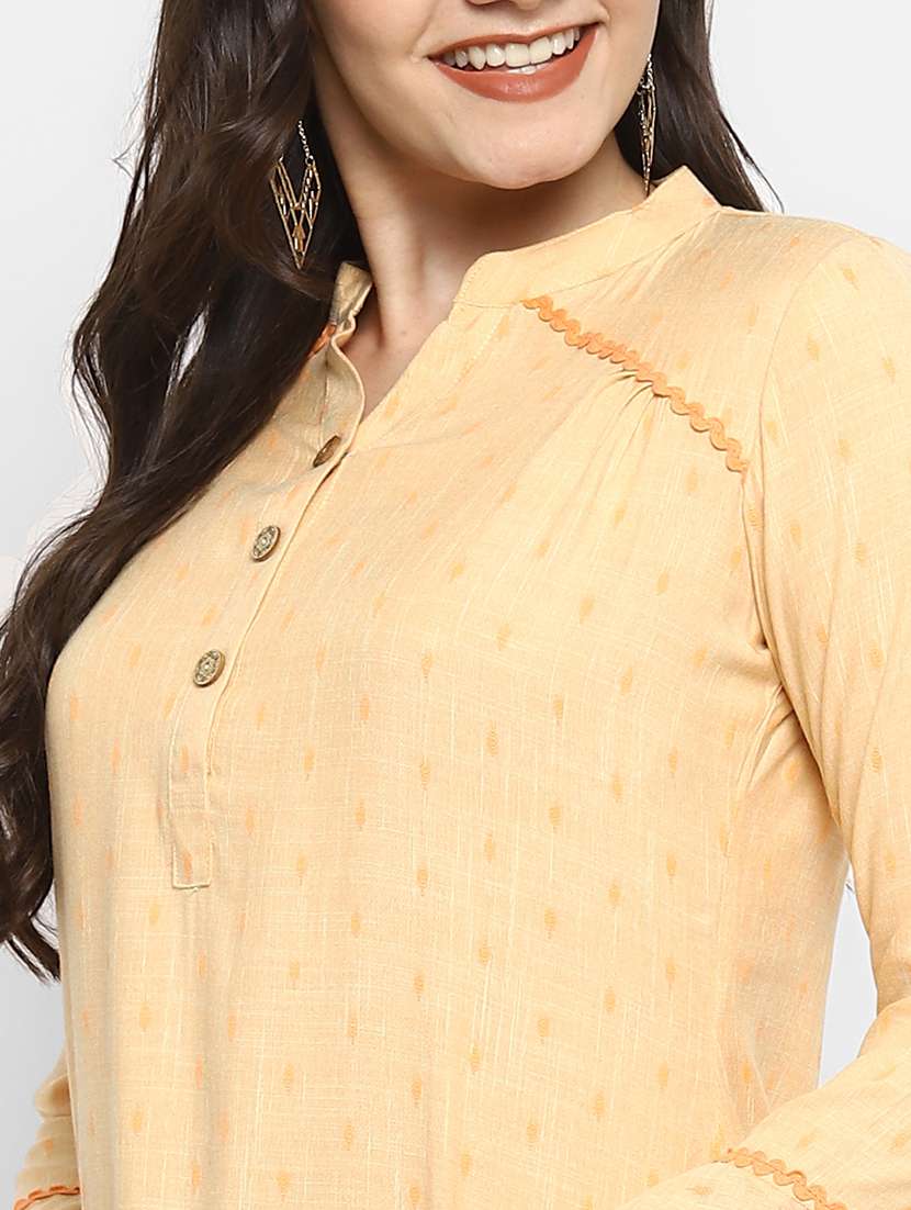 peach viscose kurta pant set - 18366268 - Standard Image - 6