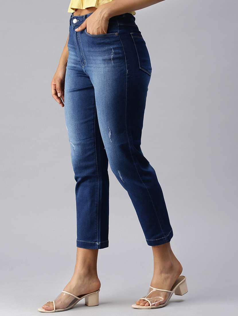 women's distress slim fit jeans - 18366929 - Standard Image - 1